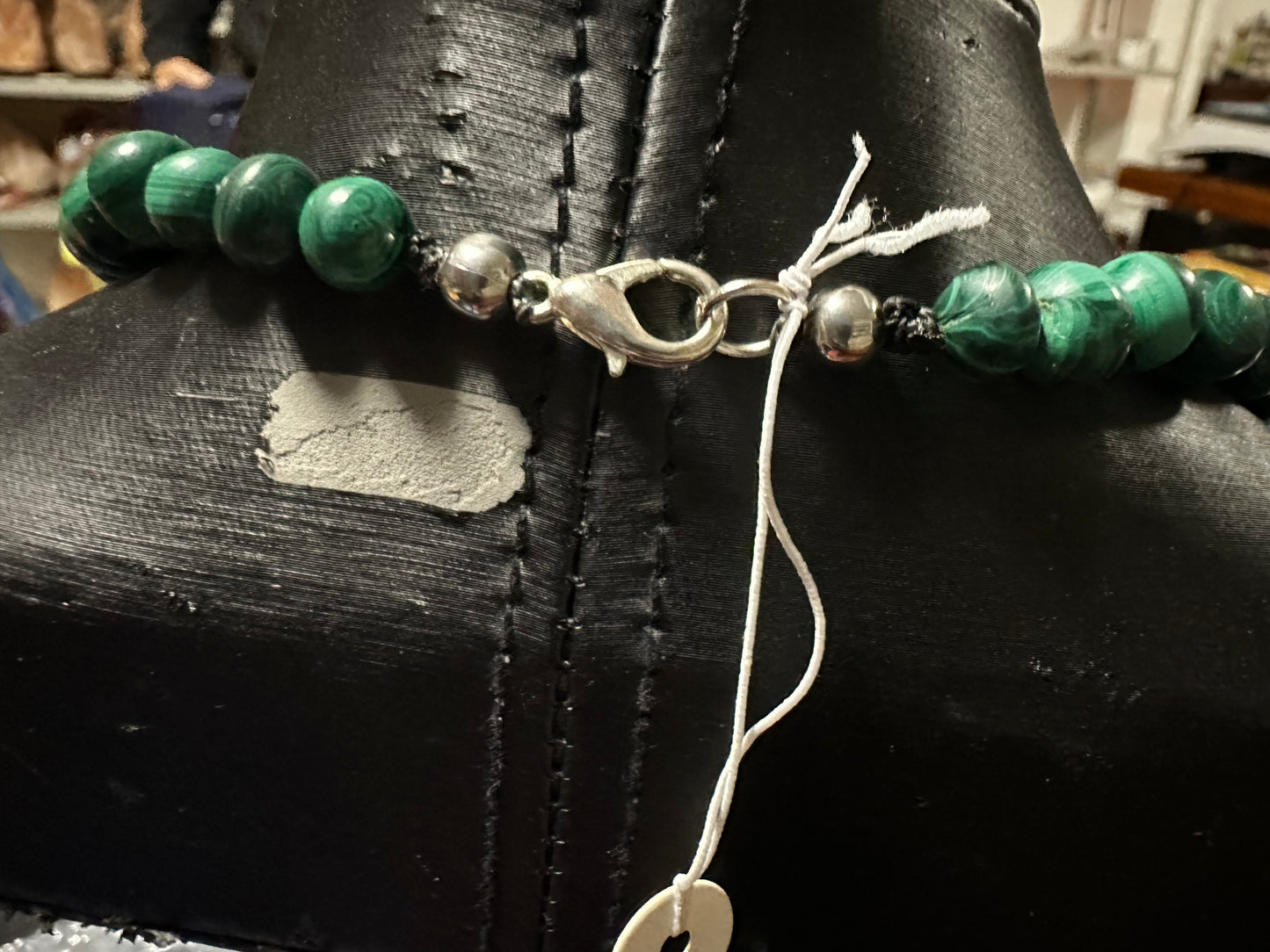 Collana di Malachite naturale con chiusura in argento