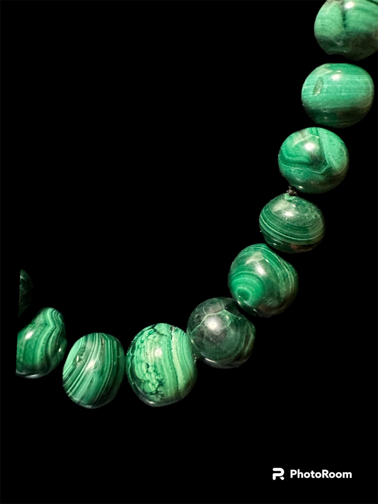 Collana di Malachite naturale con chiusura in argento